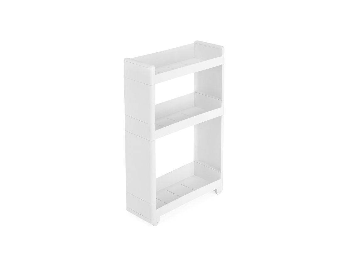 Carrito Estrecho Con Ruedas 4 Estantes Pp Abiertos 17x45x91 Cm Para Baño Cocina - Blanco