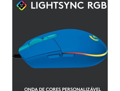 Ratón Gaming LOGITECH G203 (8000 dpi - Azul)