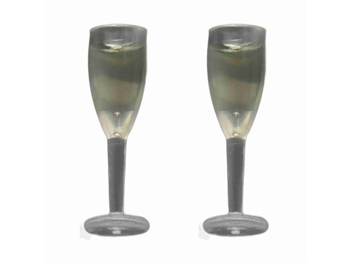2pcs Taça De Champanhe Miniatura Casa De Bonecas Acessório Bar Pub Brinquedo Plástico Resina 1:12