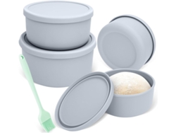 Juego De 4 Recipientes Con Tapa Para Bolas De Masa – Silicona Antiadherente – Aptos Para Microondas