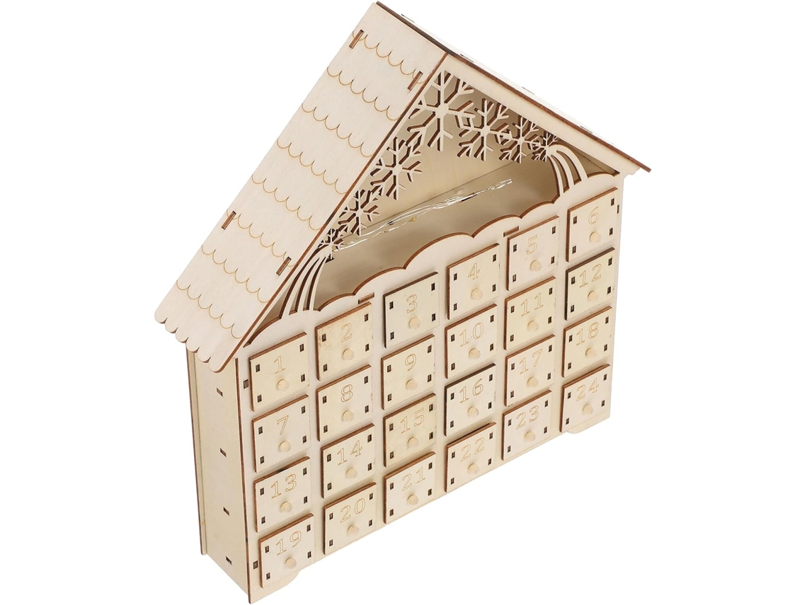 Calendario De Madera Iluminado Con Cajones Para Llenar, Decoración Rústica Para Encimera Y