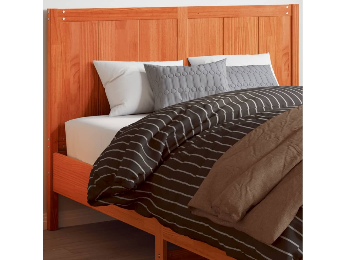 Cabecero De Cama Madera Maciza De Pino Marrón Cera 150 Cm