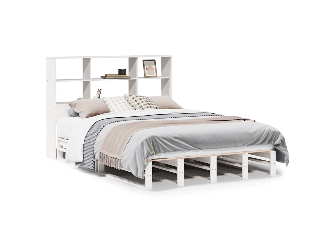 Maison Exclusive - Cama Con Estantería Sin Colchón Madera Maciza Blanca 140x190 Cm