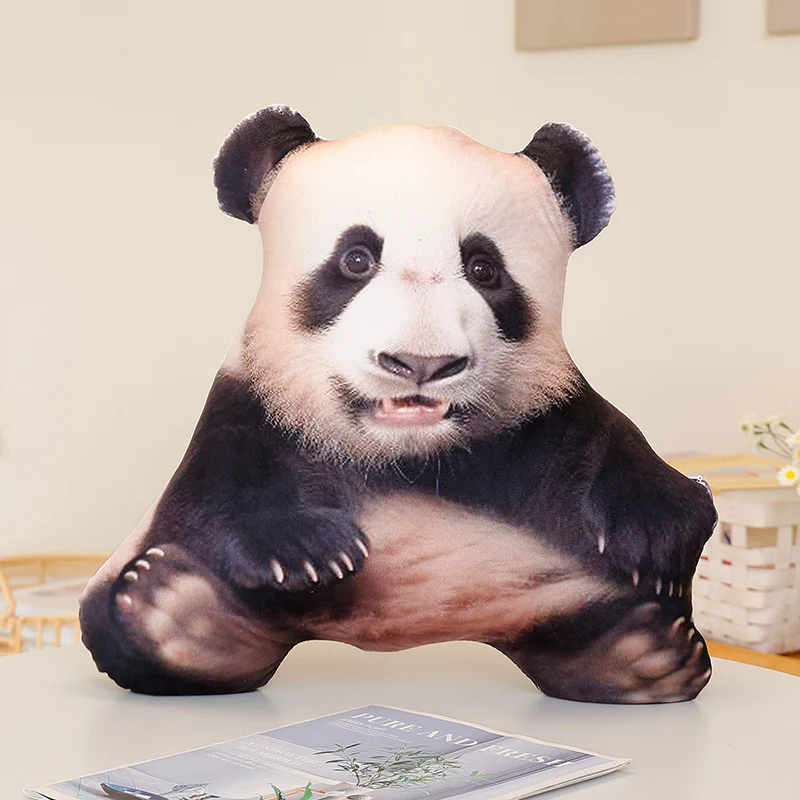 (panda A 40x36 Cm) Cojín Decorativo 3d Con Diseño De Animal Del Bosque, Ideal Para Sofá O Dormitorio.