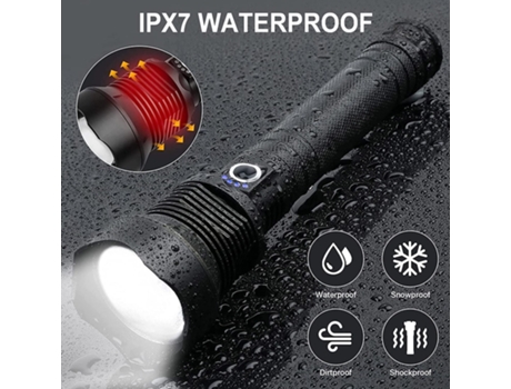 Antorcha LED, 150000 Antorcha LED de alto lumen, IPX7 a prueba de agua y 5 modos, Negro YIZHOOD