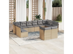 Conjunto de 12 sofás de jardín con cojines de mimbre beige de DKD Home Decor