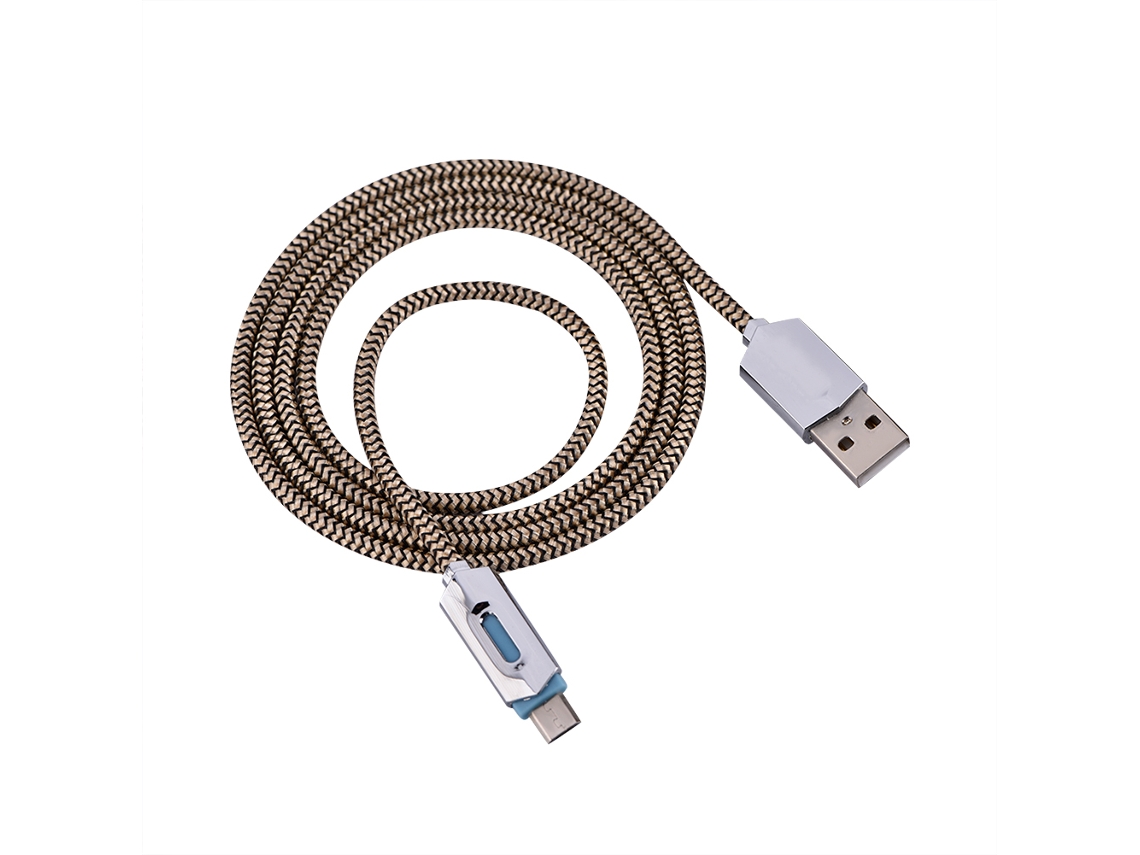 Cable De Carga Micro Usb Trenzado Con Led Brillante Para Smartphones Amarillo