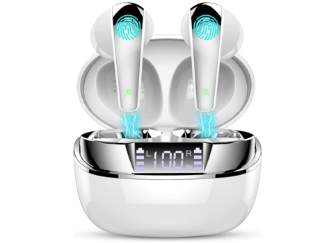 Auriculares inalámbricos, Auriculares Bluetooth 5.3, 35H IP7 Auriculares inalámbricos internos a Prueba de Agua para Deportes con Pantalla LED, Car...