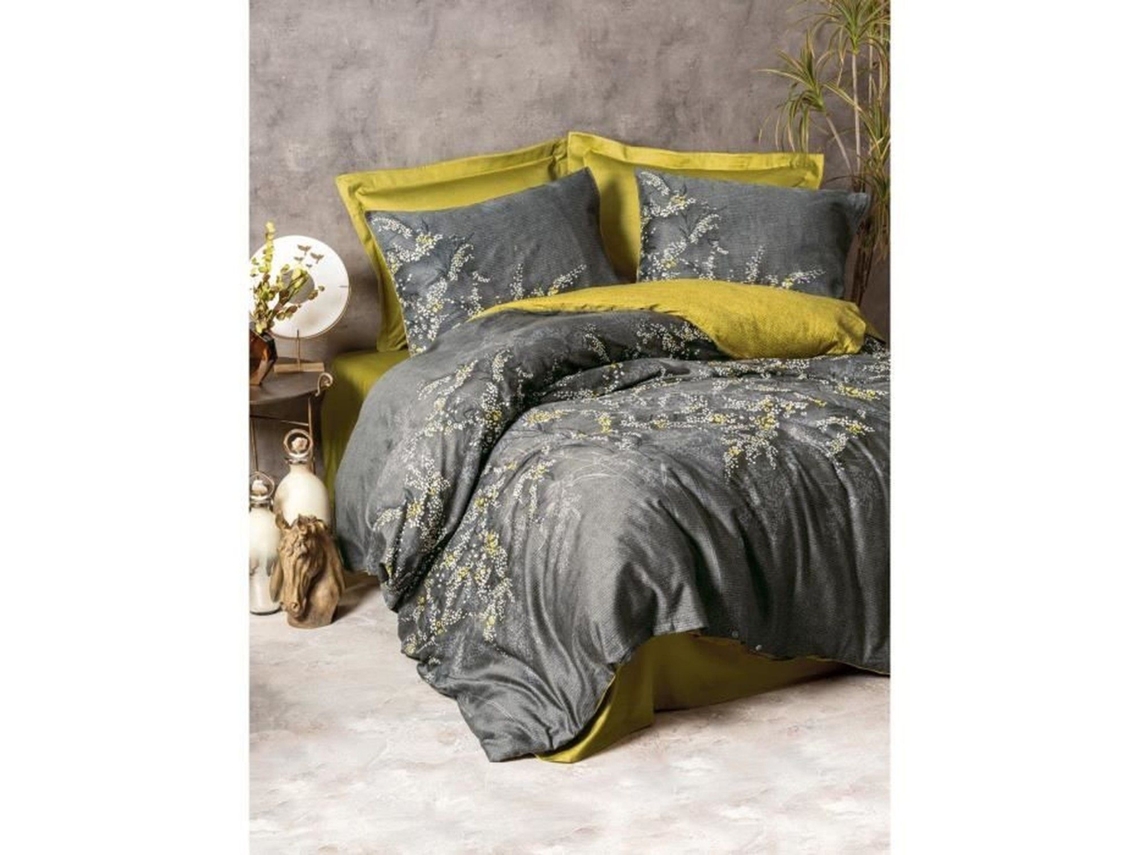 Juego De Cama De Algodón Satinado: Funda Nórdica De 220 X 240 Cm + 2 Fundas De Almohada De 60 X 60 Cm - Antracita