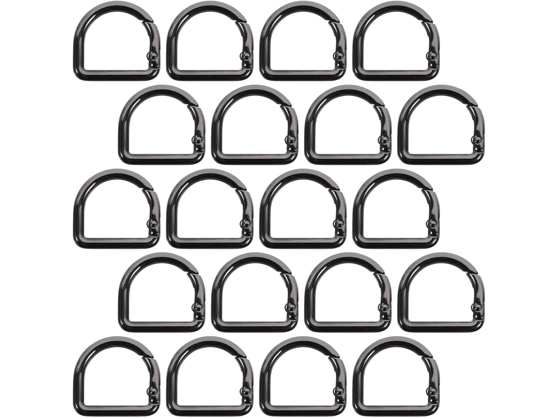 Paquete de 20 mosquetones de metal negro de 7 puntas para correas de hombro y hebillas. SFUSHOS