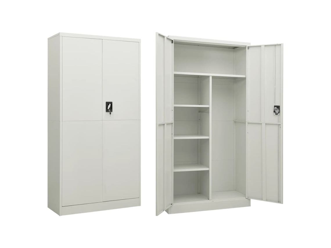 Armario de taquilla de acero gris claro 90x40x180 cm