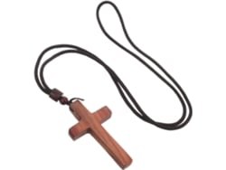 Colar Com Pingente De Crucifixo Em Sândalo Natural Para Homens E Mulheres, Cor Vermelho Sangue, Estilo