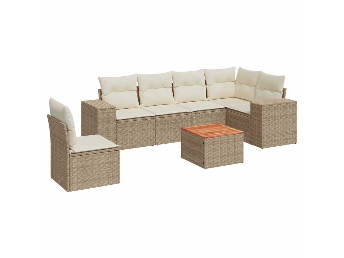 Maison Exclusive - Set Sofás De Jardín 7 Piezas Y Cojines Ratán Sintético Beige