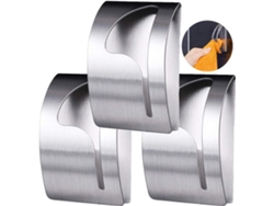 Soporte autoadhesivo para trapos de cocina de acero inoxidable, abrazadera de cocina, 3 piezas, ganchos para toallas, gancho autoadhesivo Jortmrd