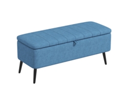 Banco Puf/reposapiés Acolchado Con Almacenamiento, 102x40x44 Cm, Azul Oscuro