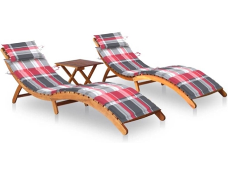 Conjunto 2 Tumbona VIDAXL Marrón Madera de acacia (184x55x64 cm)