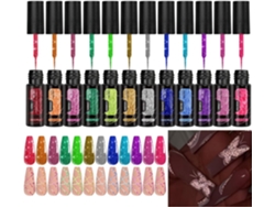 Conjunto De 12 Esmaltes Em Gel Com Glitter Em Várias Cores - Longa Duração -