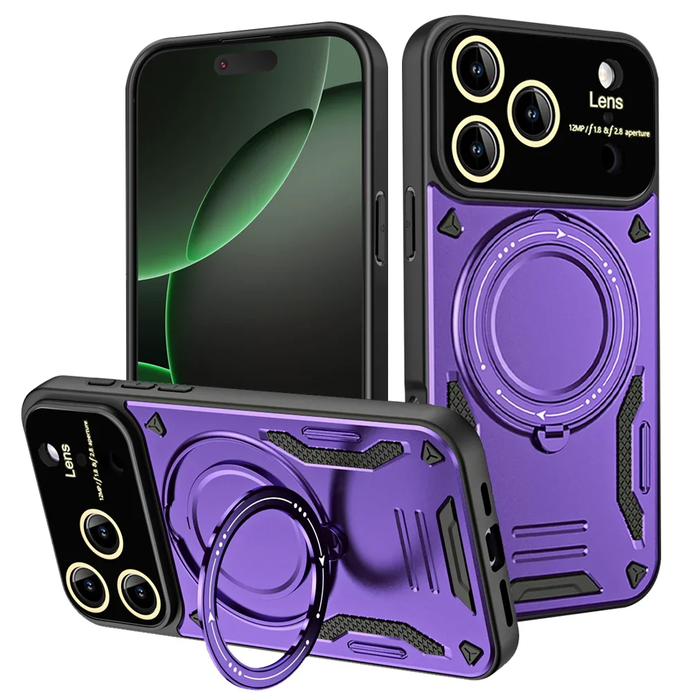 (morado, Iphone 14 Plus) Funda Magnética Giratoria De 360° A Prueba De Caídas Para Teléfono, Protector De Lente Y Cámara