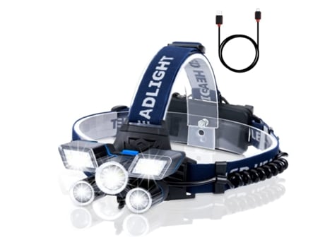 Linterna frontal recargable, 5 Led, lámparas ultrabrillantes de 12000 lúmenes, resistente al agua, 9 modos, luz de trabajo negra, Bisbisous VIGA EU...