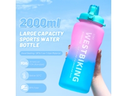 Botella De Agua Deportiva Con Pajita Para Camping, Senderismo Y Ejercicio - Gran Capacidad De 2000 Ml