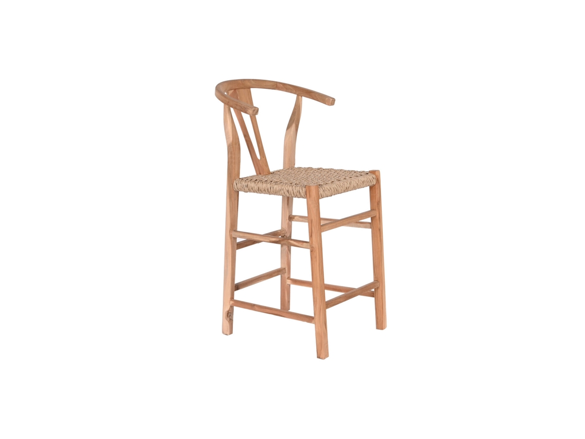 Taburete Teca Fibra Natural 52x55x98cm