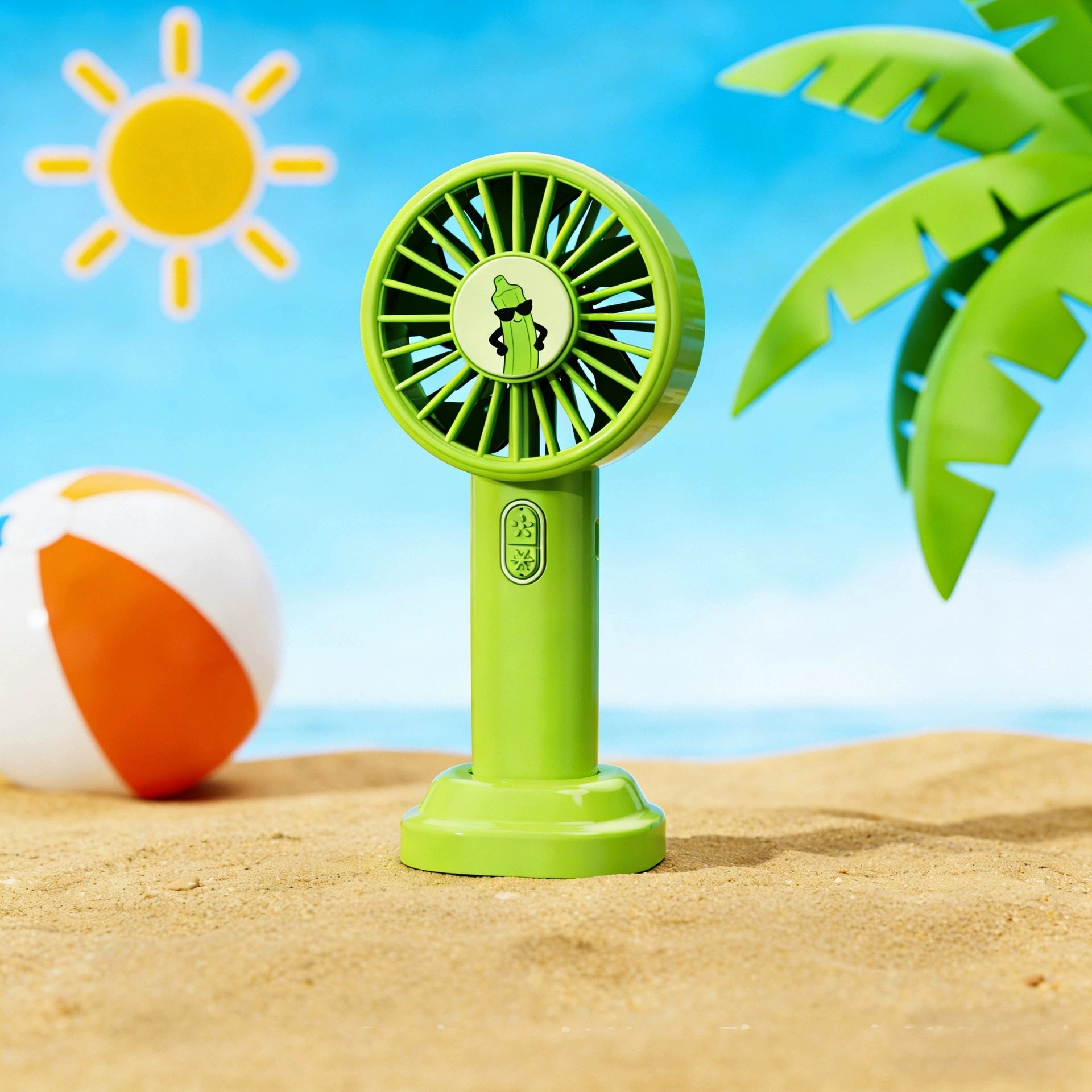 (verde Claro) Mini Ventilador Portátil De Mano, Con Forma De Fruta, Tres Velocidades Ajustables, Recargable.
