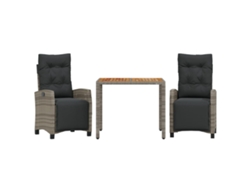 Maison Exclusive - Set Comedor De Jardín 3 Piezas Con Cojines Ratán Sintético Gris
