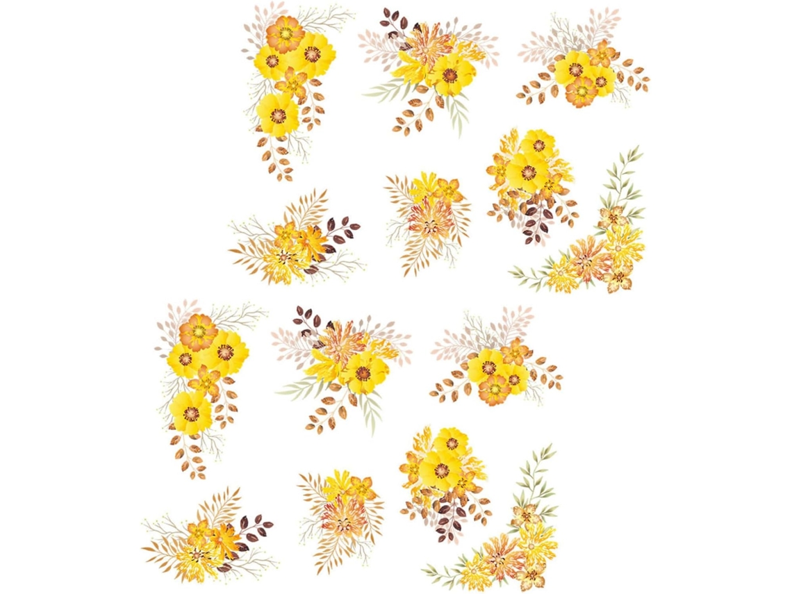 2 Pegatinas De Pared Autoadhesivas Con Pequeños Estampados De Flores Amarillas,