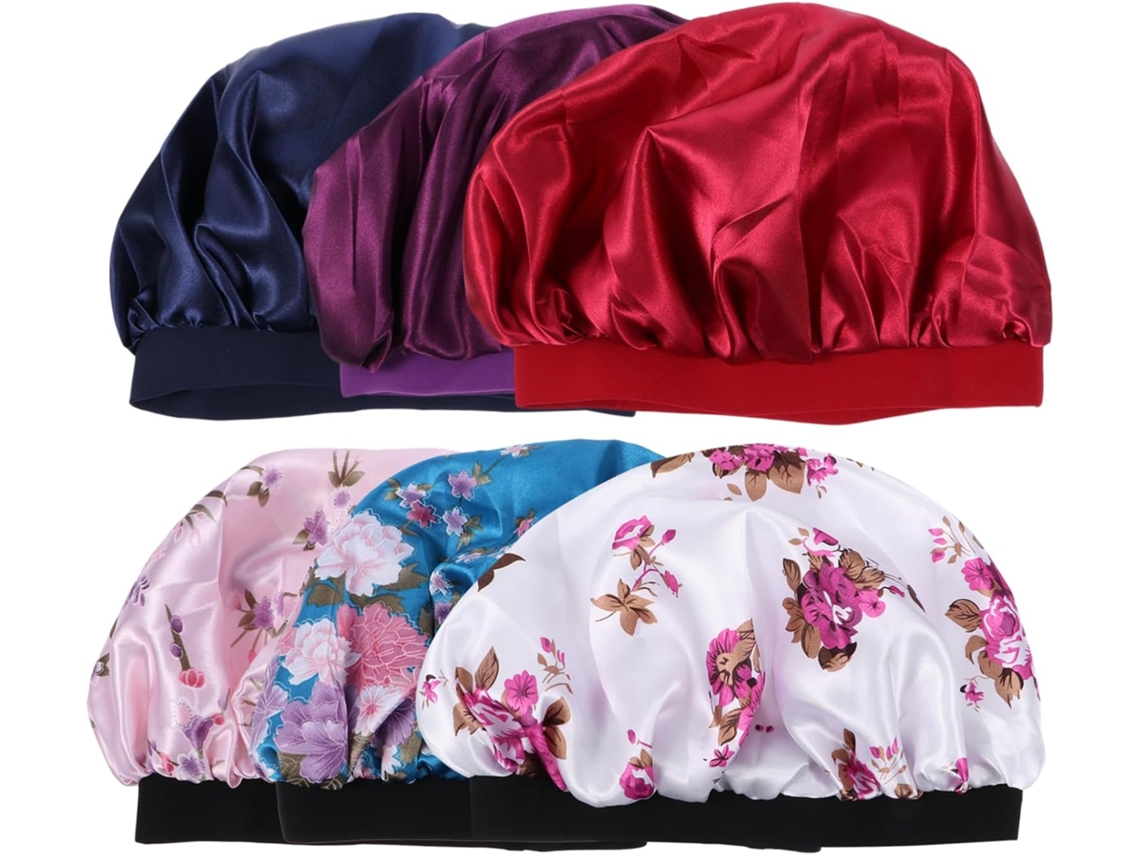 Juego De 6 Gorros De Noche De Satén Con Banda Elástica Ancha