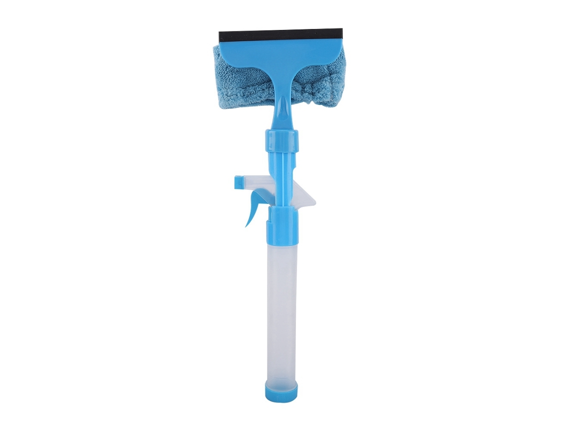 Limpiador de vidrios con rociador de agua y raspador multifuncional de doble cara (azul)