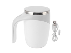 Taza De Café Con Mezclador Magnético Automático, Batería Usb, Acero Inoxidable 304, 380 Ml, Blanca.