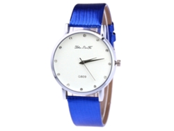 Reloj De Pulsera Unisex De Cuarzo Con Correa De Piel Sintética Y Diamantes De Imitación - Azul