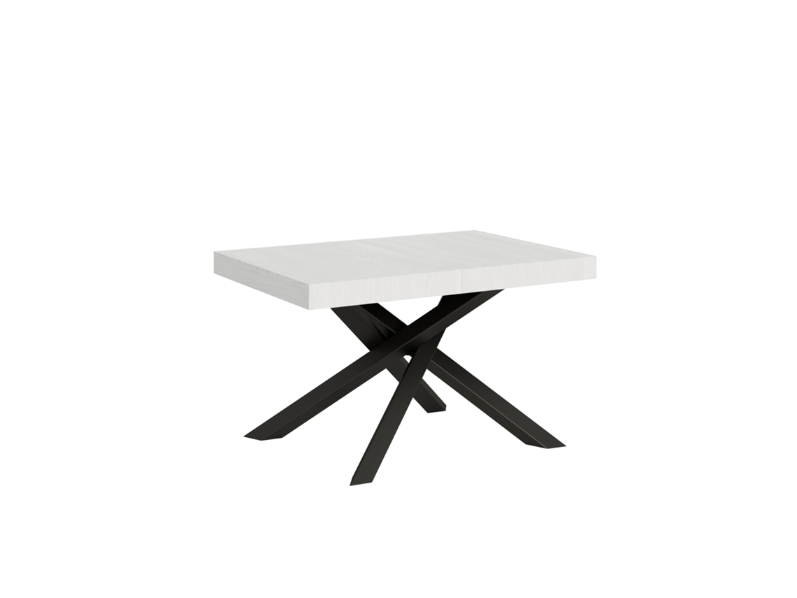 Mesa extensible 90x140/244 cm Volantis Fresno Blanco estructura Antracita