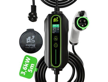 Cargador portátil EVPLUG® Coche eléctrico EV PHEV + Temporizador (Tipo 1 | 5m, 3,6kW | 16A)
