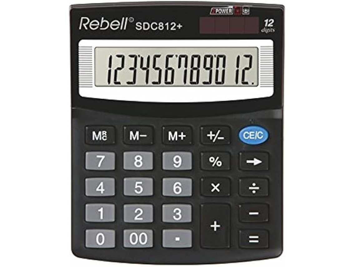 Calculadora de pantalla inclinada Rebell Sdc412 de 12 dígitos y 100 GB para oficina