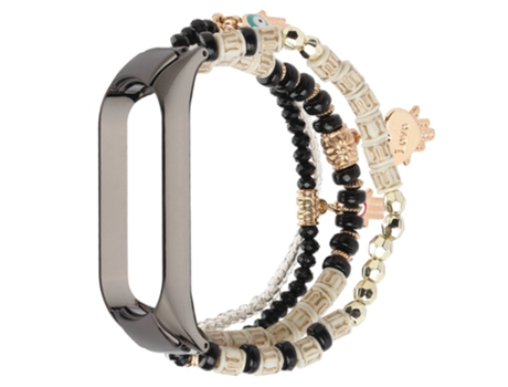 Correa de cuentas trenzadas bohemio con cuentas para Women Girls For Xiaomi Mi Band 5/6 - negro