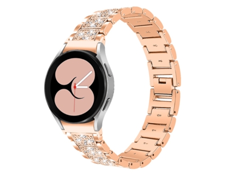 Correa de acero inoxidable diamantes de imitación brillantes para Samsung Galaxy Watch4 Active 40mm/44mm/Watch4 Classic 42mm/46mm - oro rosa