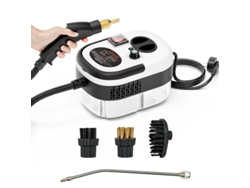 Limpiador a vapor de alta temperatura y alta presión de 2500 W, con 6 modos ajustables para la limpieza de la cocina y el coche, color blanco y gris (Gertiz).
