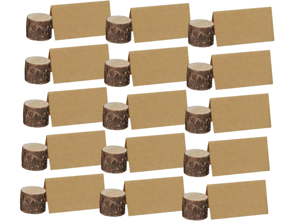 Juego De 26 Tarjeteros De Madera Con Base De Tronco, Tarjetero De Escritorio De Madera Natural