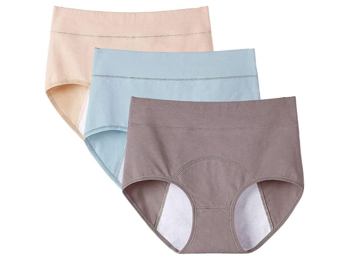 Braguitas Menstruales Impermeables De Algodón De 3 Piezas Para Mujer Con Protección Antiderrame.