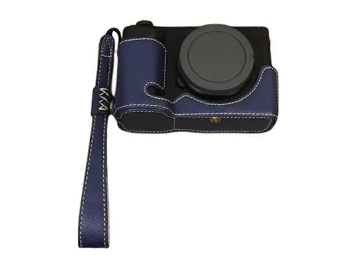 Estuche de piel sintética con ranura para batería compatible con Sony Zv E1, funda inferior para cámara, medio cuerpo, con correa de mano Facpoet