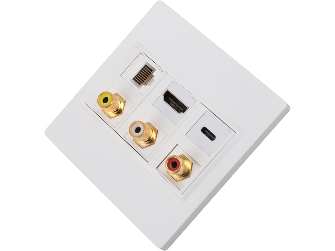 Placa De Pared Con Interfaz Multimedia Hd, 6 Puertos Usb C Cat6, Compatible Con Un