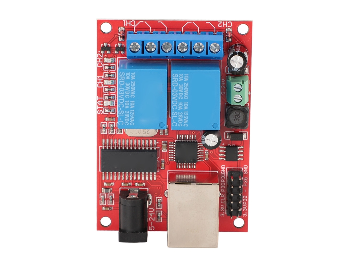 Placa De Relé 2 Vias Ethernet Lan Com Controle Tcp Udp, Switch De Atraso E Servidor Web