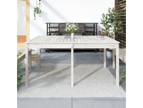 MAISON EXCLUSIVE Mesa de jardín madera maciza pino blanco 159,5x82,5x76 cm