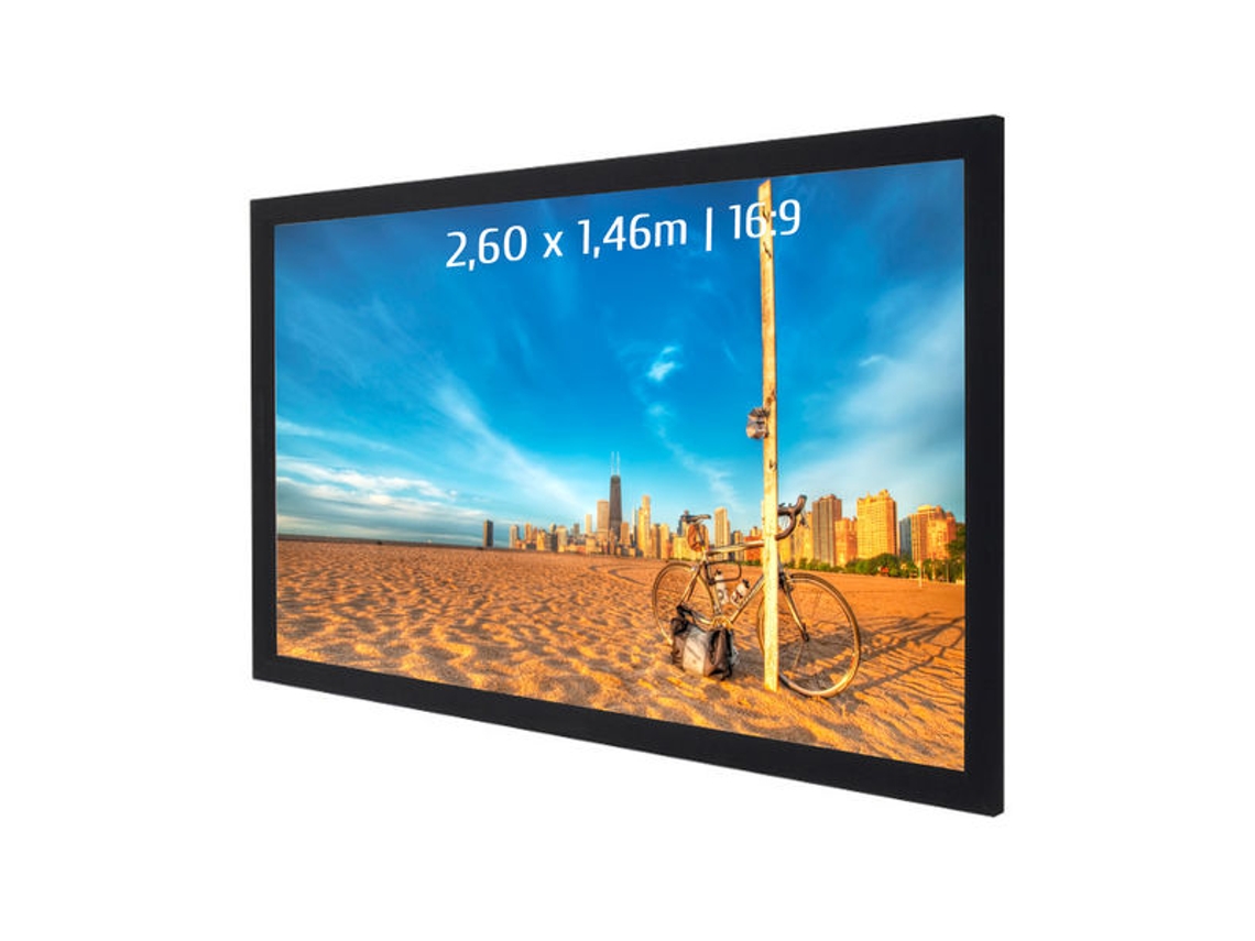 Pantalla de proyección fija con marco 2,60x1,46m, Formato 16/9