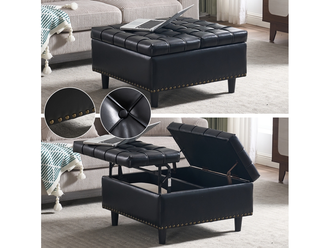 Silla cuadrada grande con espacio de almacenamiento, taburete elevable con compartimento para guardar objetos, ideal para salón y dormitorio. Tienda BAGOLY.