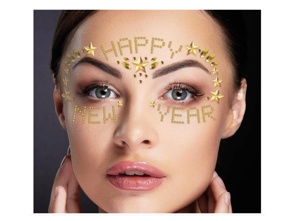 Joyas Faciales Adhesivas Happy New Year puntos