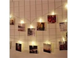 Bj-cordón De Luces Com 40 Leds E Pinças Para Fotos, 5m/16.4ft, Baterias, Ideal Para Festa, Dormitório E Decoração Residencial
