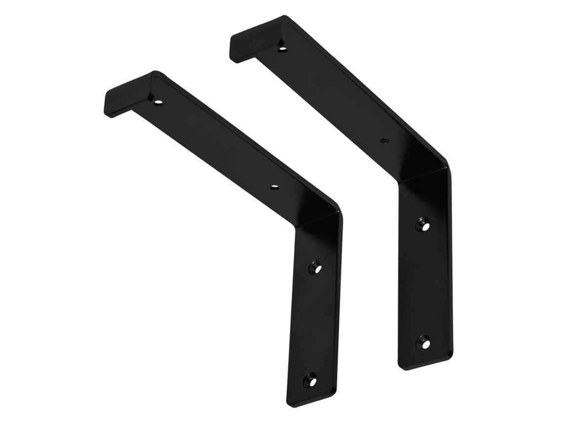 Soporte de estantería 2 piezas 20x4x14 cm metal negro 5 mm agujero ML-DESIGN