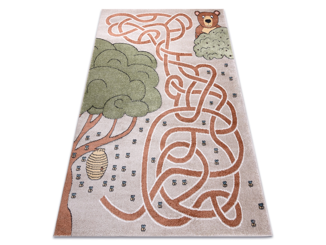 Alfombra Fun Honey Para Niños, Oso, Abejas Beige (240 x 330 cm)